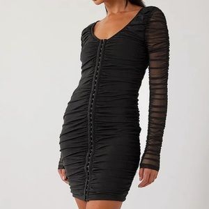 Black runched mini dress
